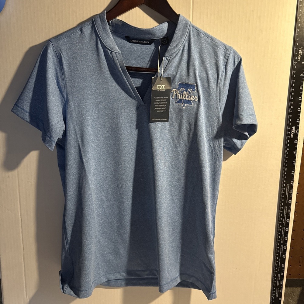 Philadelphia Phillies Women's Cutter And Buck   Forge Eco Heather Blade Top‎ NWT